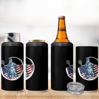 Funny Statue Of Liberty Tennis Player 4 in 1 Can Cooler Tumbler USA Pride Female Tennis Gift - Wonder Print Shop