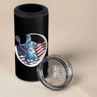 Funny Statue Of Liberty Tennis Player 4 in 1 Can Cooler Tumbler USA Pride Female Tennis Gift - Wonder Print Shop