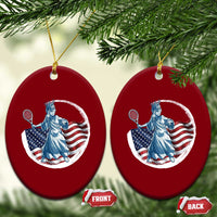 Funny Statue Of Liberty Tennis Player Ceramic Ornament USA Pride Female Tennis Gift - Wonder Print Shop