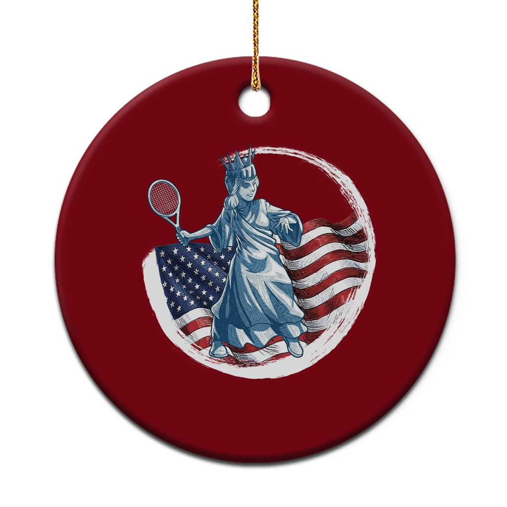 Funny Statue Of Liberty Tennis Player Ceramic Ornament USA Pride Female Tennis Gift - Wonder Print Shop