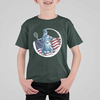 Funny Statue Of Liberty Tennis Player T Shirt For Kid USA Pride Female Tennis Gift - Wonder Print Shop
