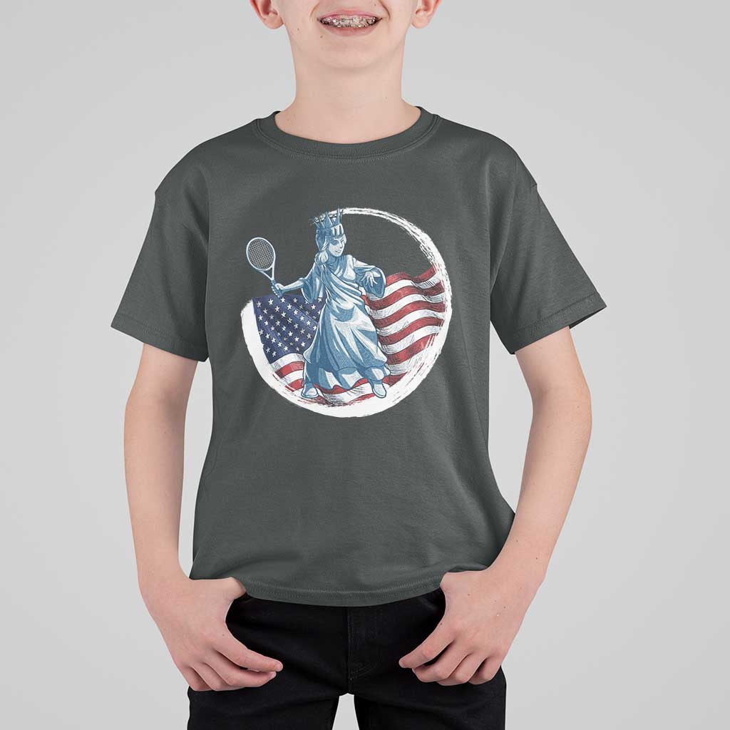 Funny Statue Of Liberty Tennis Player T Shirt For Kid USA Pride Female Tennis Gift - Wonder Print Shop