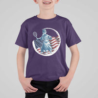 Funny Statue Of Liberty Tennis Player T Shirt For Kid USA Pride Female Tennis Gift - Wonder Print Shop