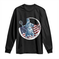 Funny Statue Of Liberty Tennis Player Long Sleeve Shirt USA Pride Female Tennis Gift - Wonder Print Shop