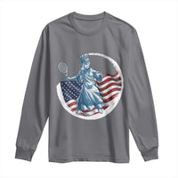 Funny Statue Of Liberty Tennis Player Long Sleeve Shirt USA Pride Female Tennis Gift - Wonder Print Shop