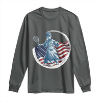 Funny Statue Of Liberty Tennis Player Long Sleeve Shirt USA Pride Female Tennis Gift - Wonder Print Shop