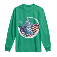 Funny Statue Of Liberty Tennis Player Long Sleeve Shirt USA Pride Female Tennis Gift - Wonder Print Shop