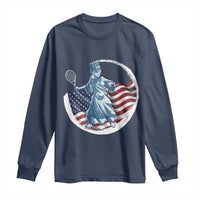 Funny Statue Of Liberty Tennis Player Long Sleeve Shirt USA Pride Female Tennis Gift - Wonder Print Shop