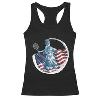 Funny Statue Of Liberty Tennis Player Racerback Tank Top USA Pride Female Tennis Gift - Wonder Print Shop