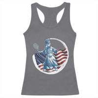 Funny Statue Of Liberty Tennis Player Racerback Tank Top USA Pride Female Tennis Gift - Wonder Print Shop