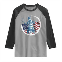 Funny Statue Of Liberty Tennis Player Raglan Shirt USA Pride Female Tennis Gift - Wonder Print Shop