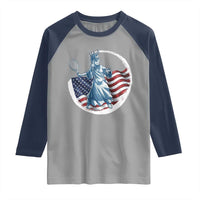 Funny Statue Of Liberty Tennis Player Raglan Shirt USA Pride Female Tennis Gift - Wonder Print Shop