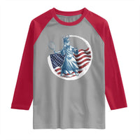 Funny Statue Of Liberty Tennis Player Raglan Shirt USA Pride Female Tennis Gift - Wonder Print Shop