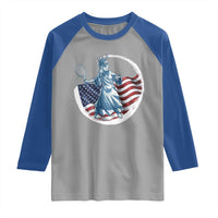 Funny Statue Of Liberty Tennis Player Raglan Shirt USA Pride Female Tennis Gift - Wonder Print Shop