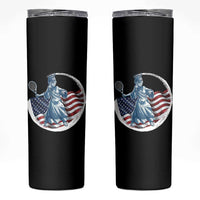 Funny Statue Of Liberty Tennis Player Skinny Tumbler USA Pride Female Tennis Gift - Wonder Print Shop