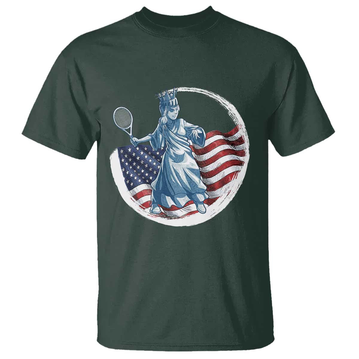 Funny Statue Of Liberty Tennis Player T Shirt USA Pride Female Tennis Gift - Wonder Print Shop