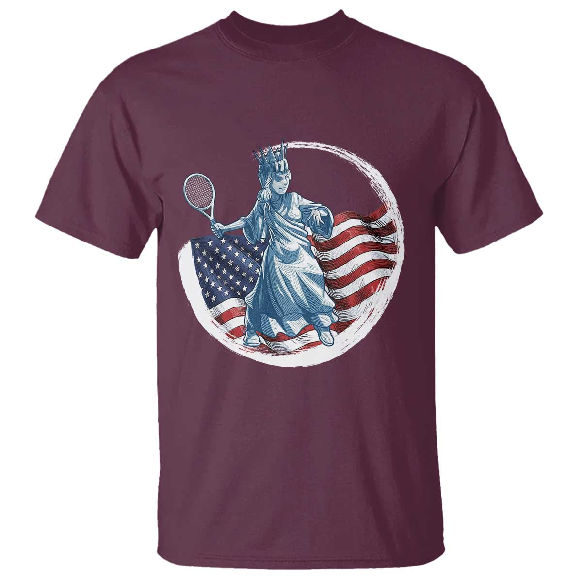Funny Statue Of Liberty Tennis Player T Shirt USA Pride Female Tennis Gift - Wonder Print Shop