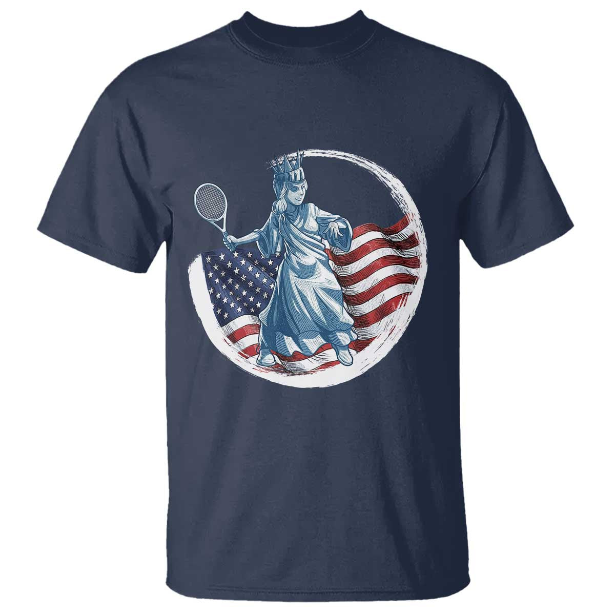 Funny Statue Of Liberty Tennis Player T Shirt USA Pride Female Tennis Gift - Wonder Print Shop