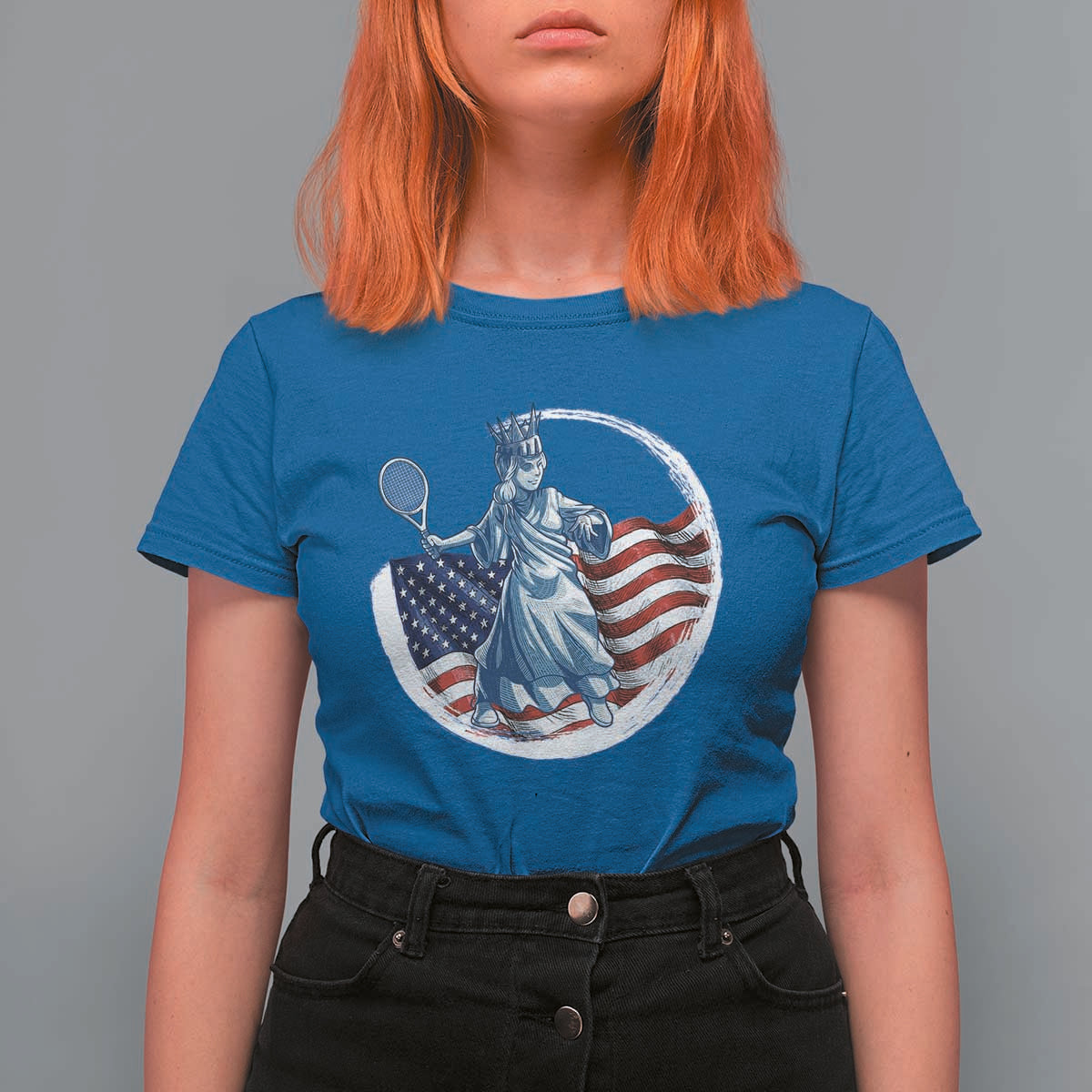 Funny Statue Of Liberty Tennis Player T Shirt For Women USA Pride Female Tennis Gift - Wonder Print Shop