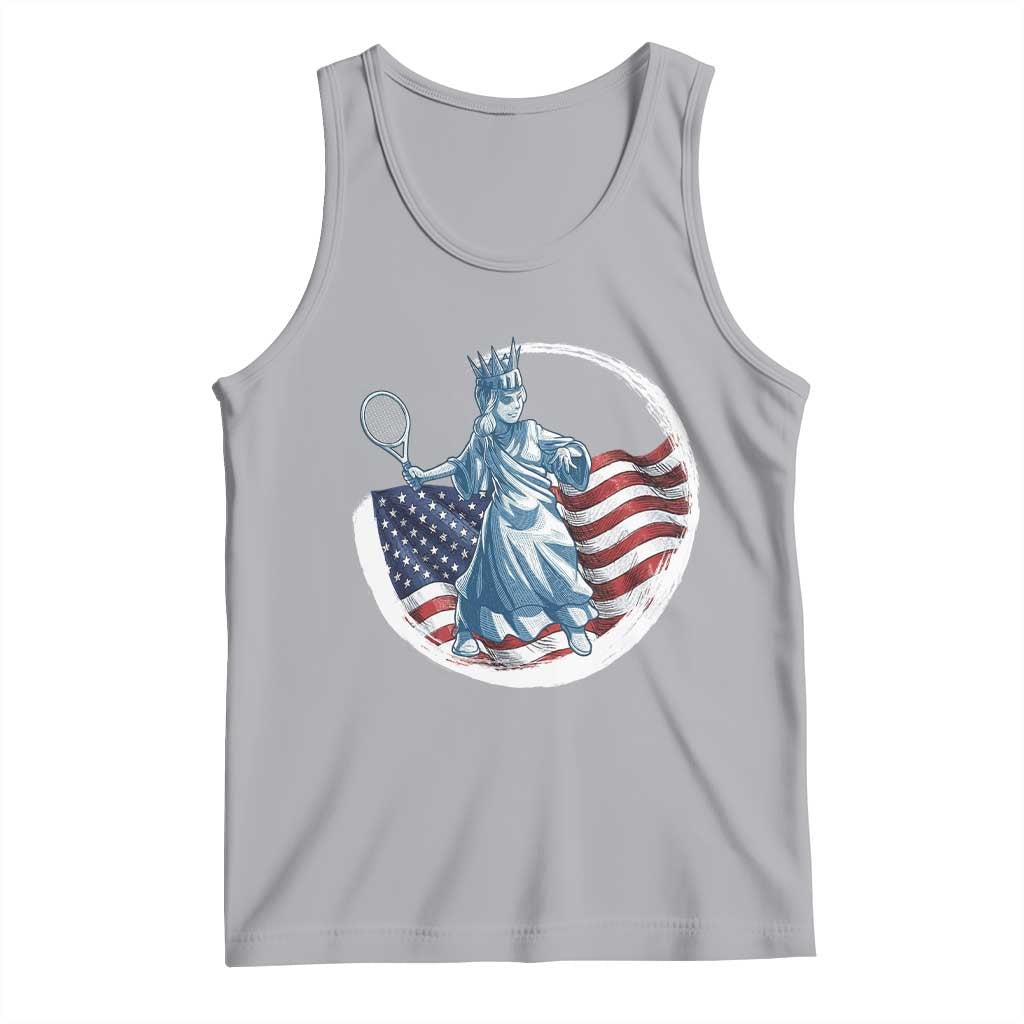 Funny Statue Of Liberty Tennis Player Tank Top USA Pride Female Tennis Gift - Wonder Print Shop