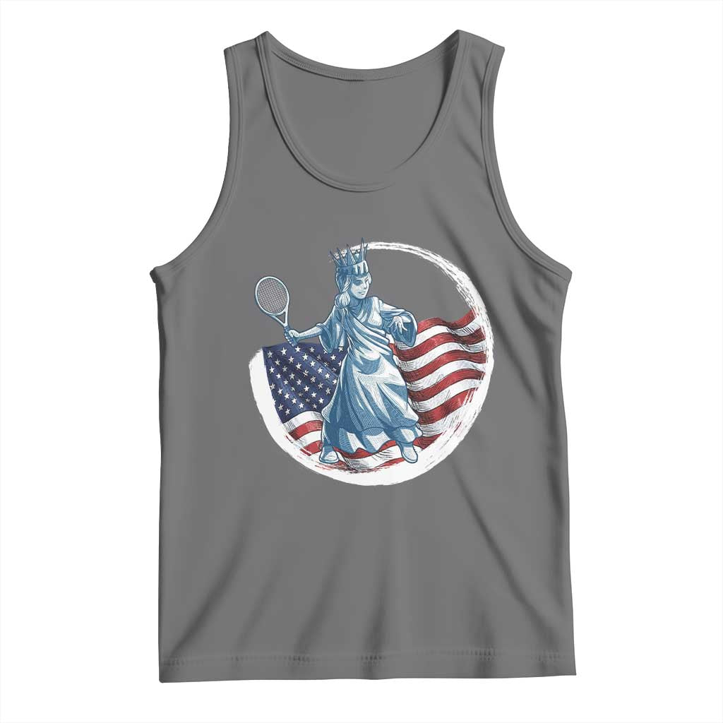 Funny Statue Of Liberty Tennis Player Tank Top USA Pride Female Tennis Gift - Wonder Print Shop