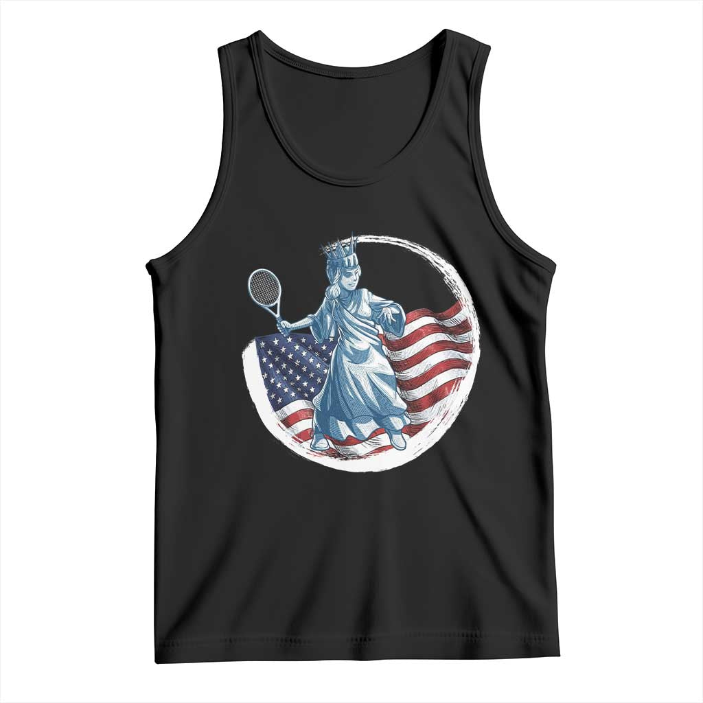 Funny Statue Of Liberty Tennis Player Tank Top USA Pride Female Tennis Gift - Wonder Print Shop