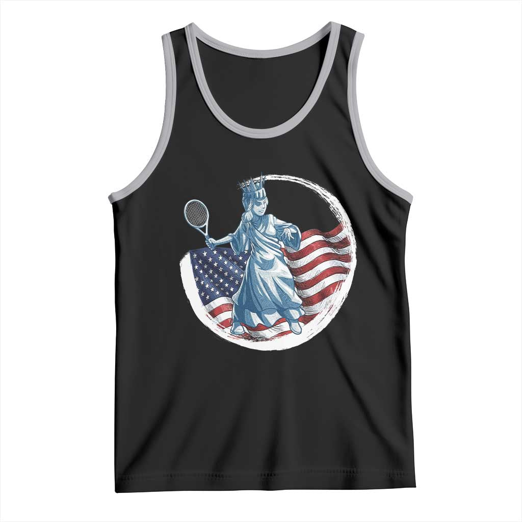 Funny Statue Of Liberty Tennis Player Tank Top USA Pride Female Tennis Gift - Wonder Print Shop