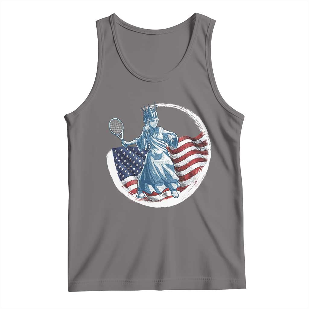 Funny Statue Of Liberty Tennis Player Tank Top USA Pride Female Tennis Gift - Wonder Print Shop