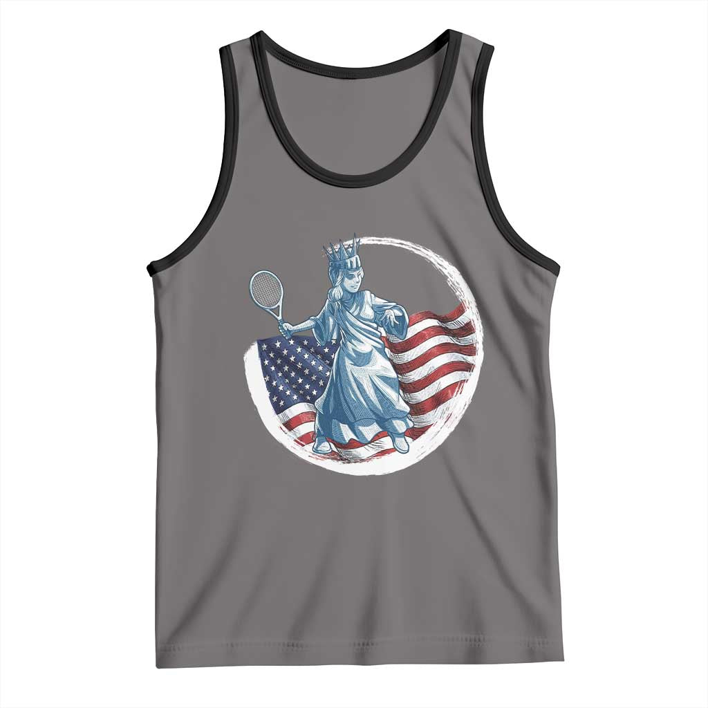 Funny Statue Of Liberty Tennis Player Tank Top USA Pride Female Tennis Gift - Wonder Print Shop