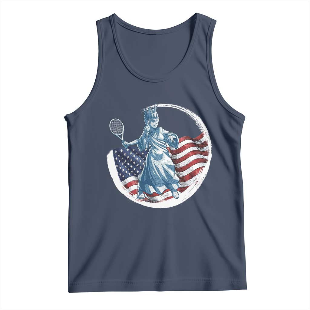 Funny Statue Of Liberty Tennis Player Tank Top USA Pride Female Tennis Gift - Wonder Print Shop