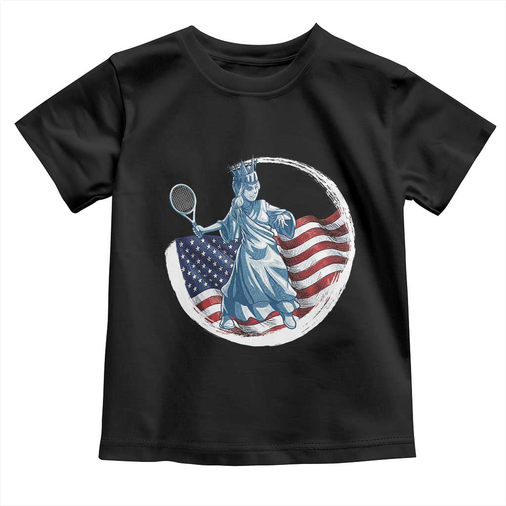 Funny Statue Of Liberty Tennis Player Toddler T Shirt USA Pride Female Tennis Gift - Wonder Print Shop
