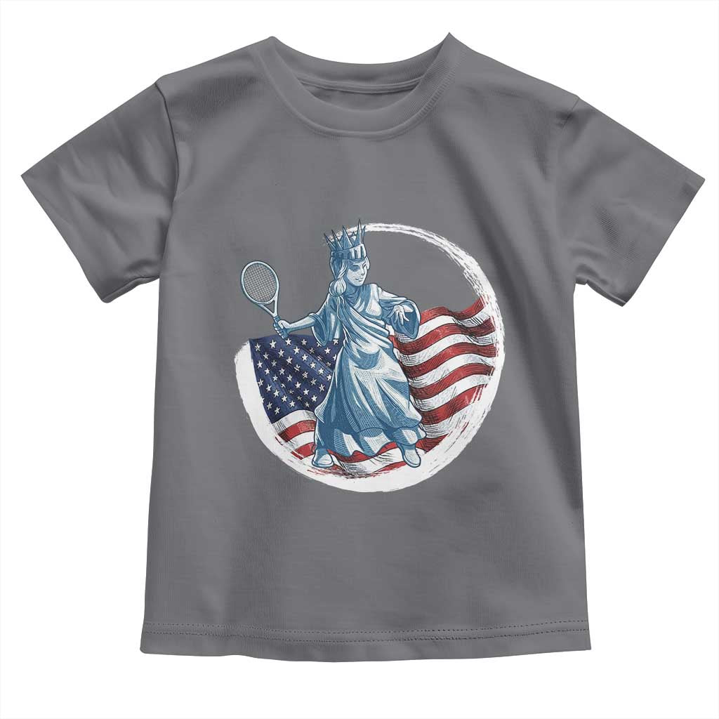 Funny Statue Of Liberty Tennis Player Toddler T Shirt USA Pride Female Tennis Gift - Wonder Print Shop