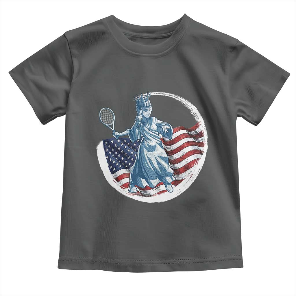 Funny Statue Of Liberty Tennis Player Toddler T Shirt USA Pride Female Tennis Gift - Wonder Print Shop