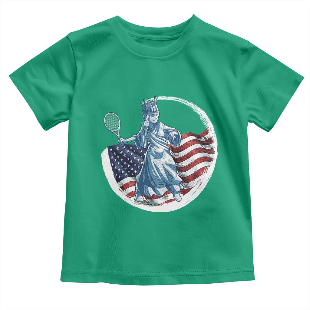 Funny Statue Of Liberty Tennis Player Toddler T Shirt USA Pride Female Tennis Gift - Wonder Print Shop