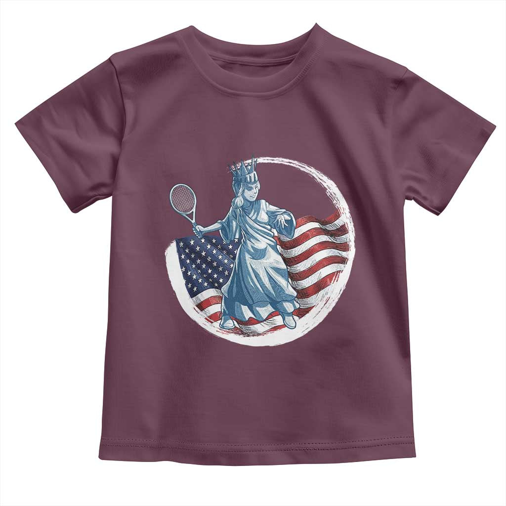 Funny Statue Of Liberty Tennis Player Toddler T Shirt USA Pride Female Tennis Gift - Wonder Print Shop