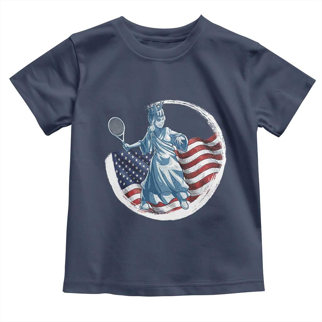Funny Statue Of Liberty Tennis Player Toddler T Shirt USA Pride Female Tennis Gift - Wonder Print Shop