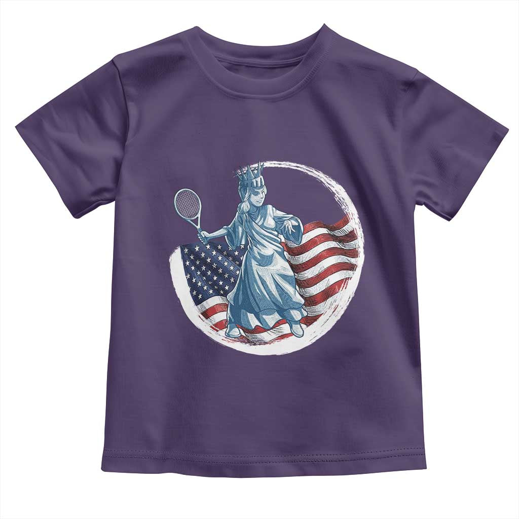 Funny Statue Of Liberty Tennis Player Toddler T Shirt USA Pride Female Tennis Gift - Wonder Print Shop