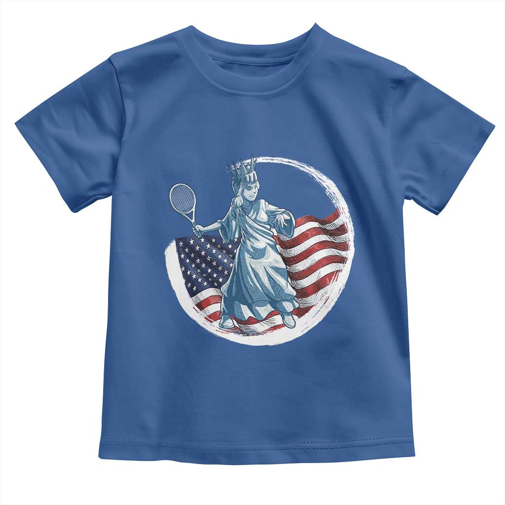Funny Statue Of Liberty Tennis Player Toddler T Shirt USA Pride Female Tennis Gift - Wonder Print Shop