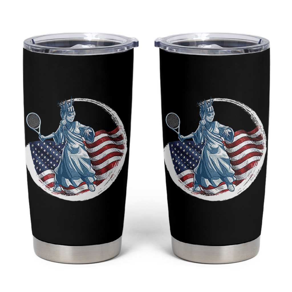 Funny Statue Of Liberty Tennis Player Tumbler Cup USA Pride Female Tennis Gift - Wonder Print Shop