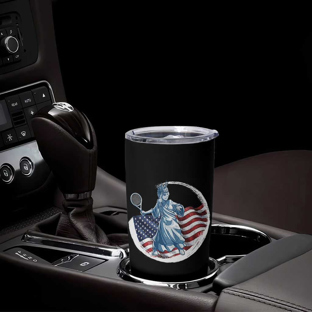 Funny Statue Of Liberty Tennis Player Tumbler Cup USA Pride Female Tennis Gift - Wonder Print Shop