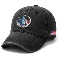 Funny Statue Of Liberty Tennis Player Washed Cotton Baseball Cap USA Pride Female Tennis Gift