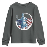 Funny Statue Of Liberty Tennis Player Youth Sweatshirt USA Pride Female Tennis Gift - Wonder Print Shop