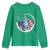 Funny Statue Of Liberty Tennis Player Youth Sweatshirt USA Pride Female Tennis Gift - Wonder Print Shop