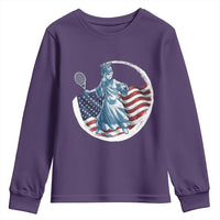 Funny Statue Of Liberty Tennis Player Youth Sweatshirt USA Pride Female Tennis Gift - Wonder Print Shop