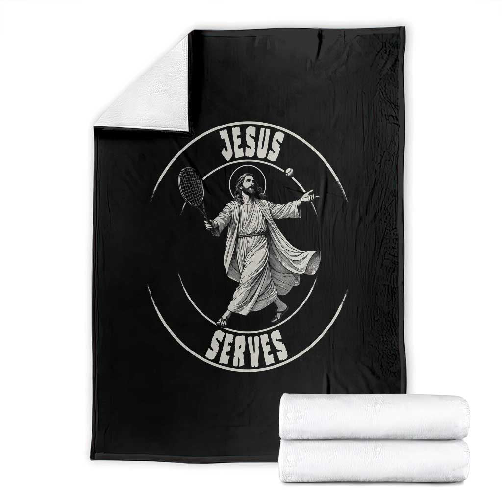 Christian Tennis Funny Gift For Believers Throw Blanket Jesus Serves - Wonder Print Shop