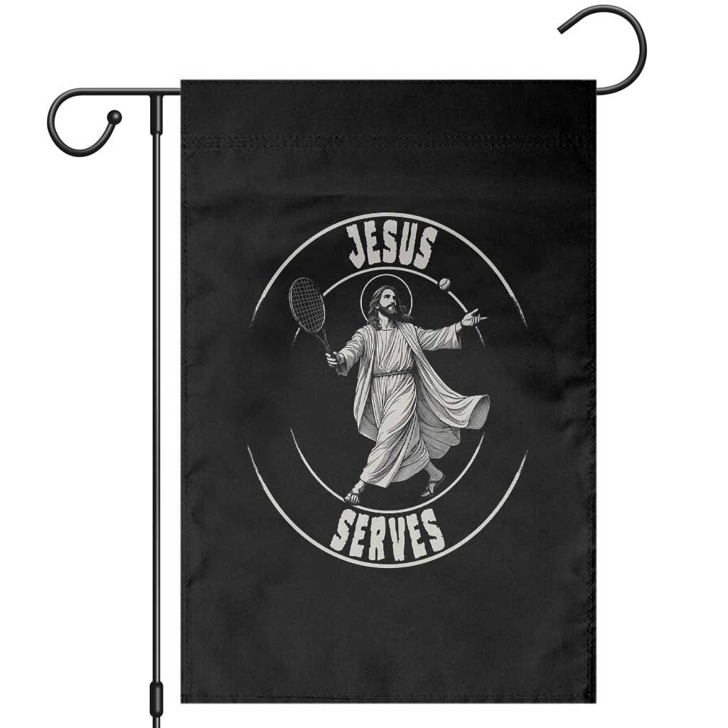 Christian Tennis Funny Gift For Believers Garden Flag Jesus Serves - Wonder Print Shop