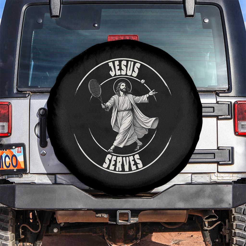 Christian Tennis Funny Gift For Believers Spare Tire Cover Jesus Serves - Wonder Print Shop