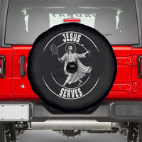 Christian Tennis Funny Gift For Believers Spare Tire Cover Jesus Serves - Wonder Print Shop