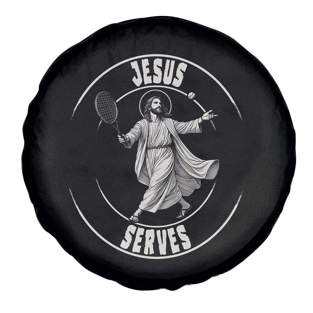 Christian Tennis Funny Gift For Believers Spare Tire Cover Jesus Serves - Wonder Print Shop
