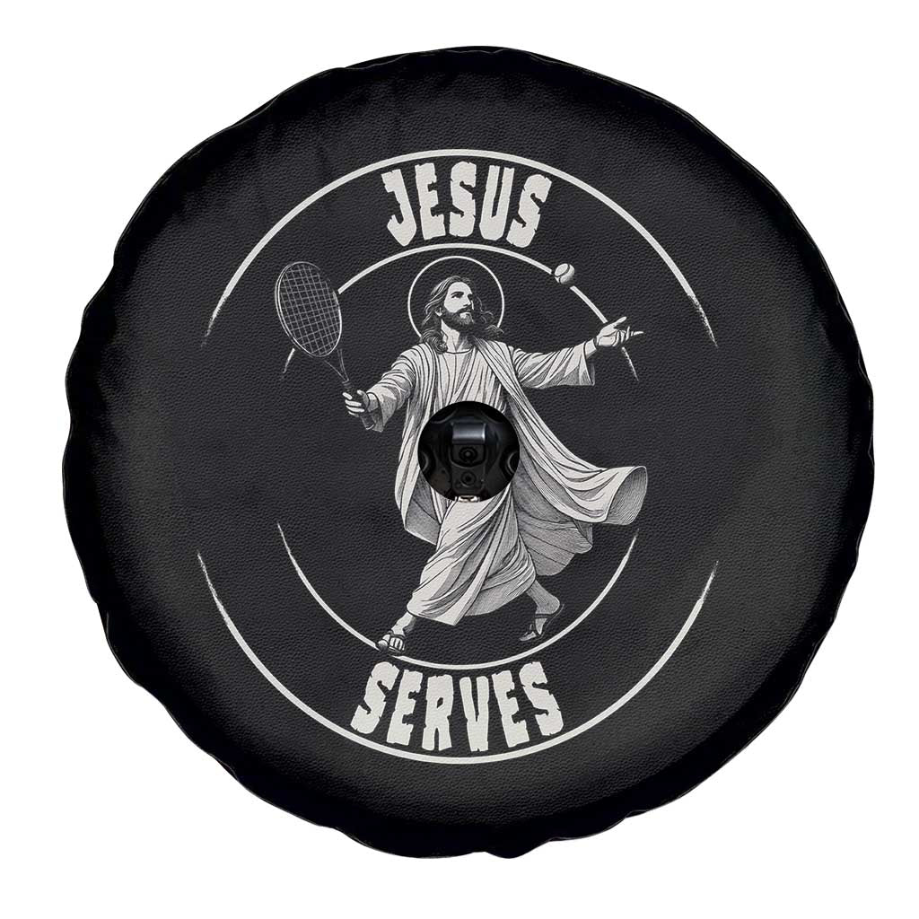Christian Tennis Funny Gift For Believers Spare Tire Cover Jesus Serves - Wonder Print Shop